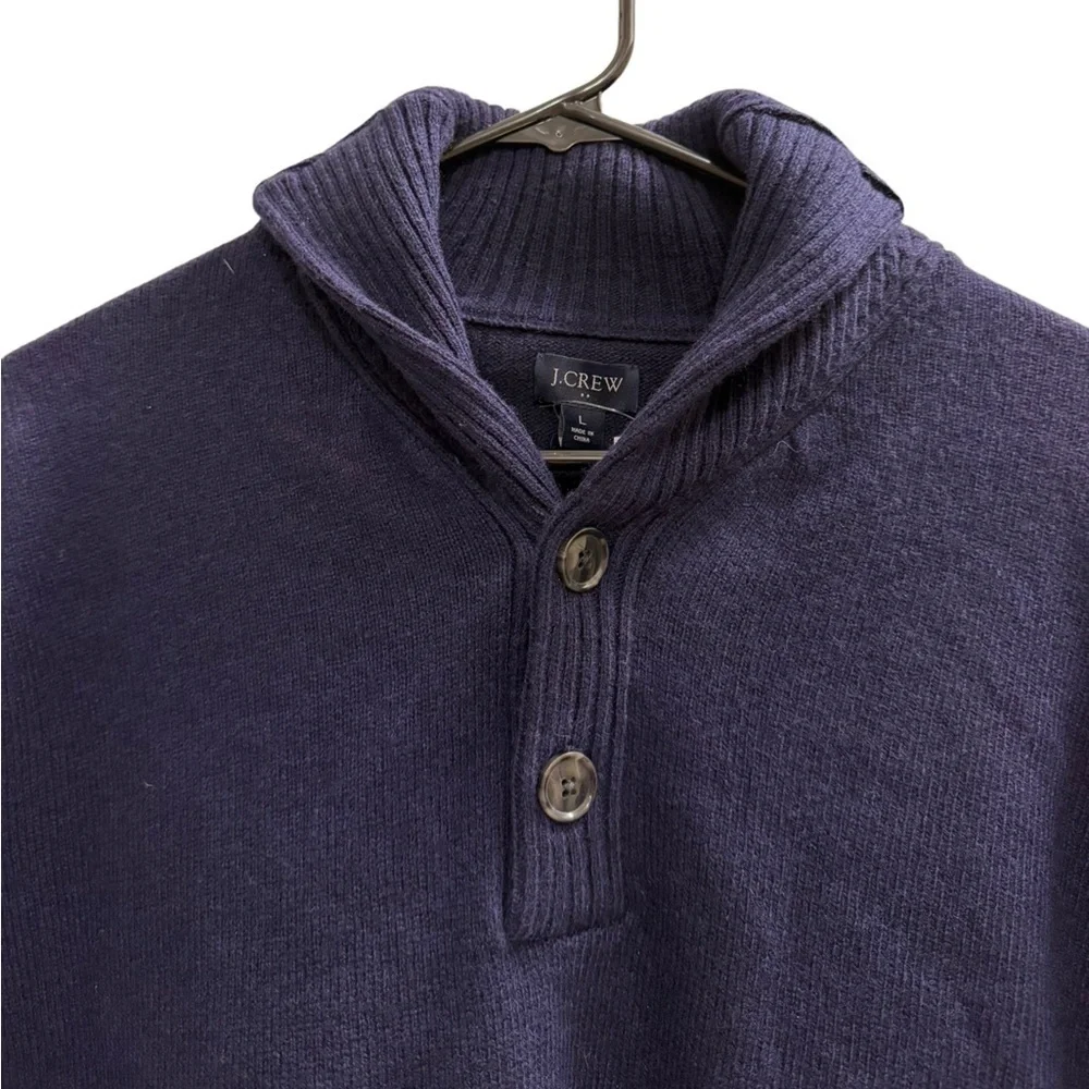 J. CREW Shawl-collar Sweater in Supersoft Lambswool Navy Blue Size Large